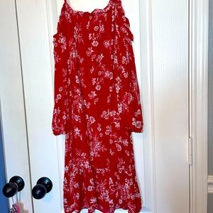 Cute red and white summer sundress size large.